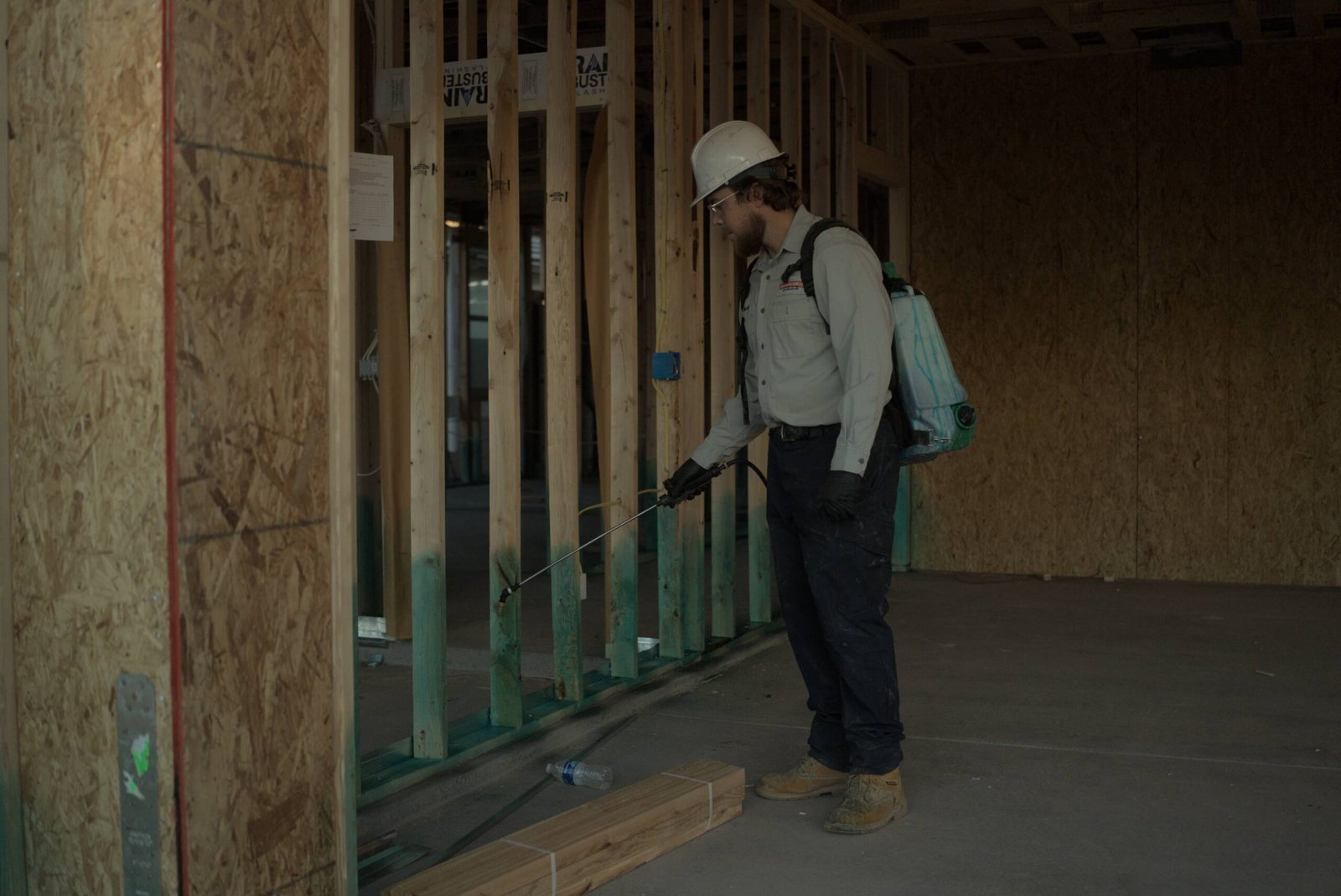 Man sprays new house